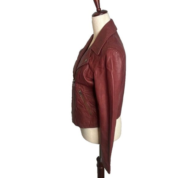 Madewell $525 Washed Leather Motorcycle Jacket Dusty Redwood Size M NC112 - Picture 11 of 15
